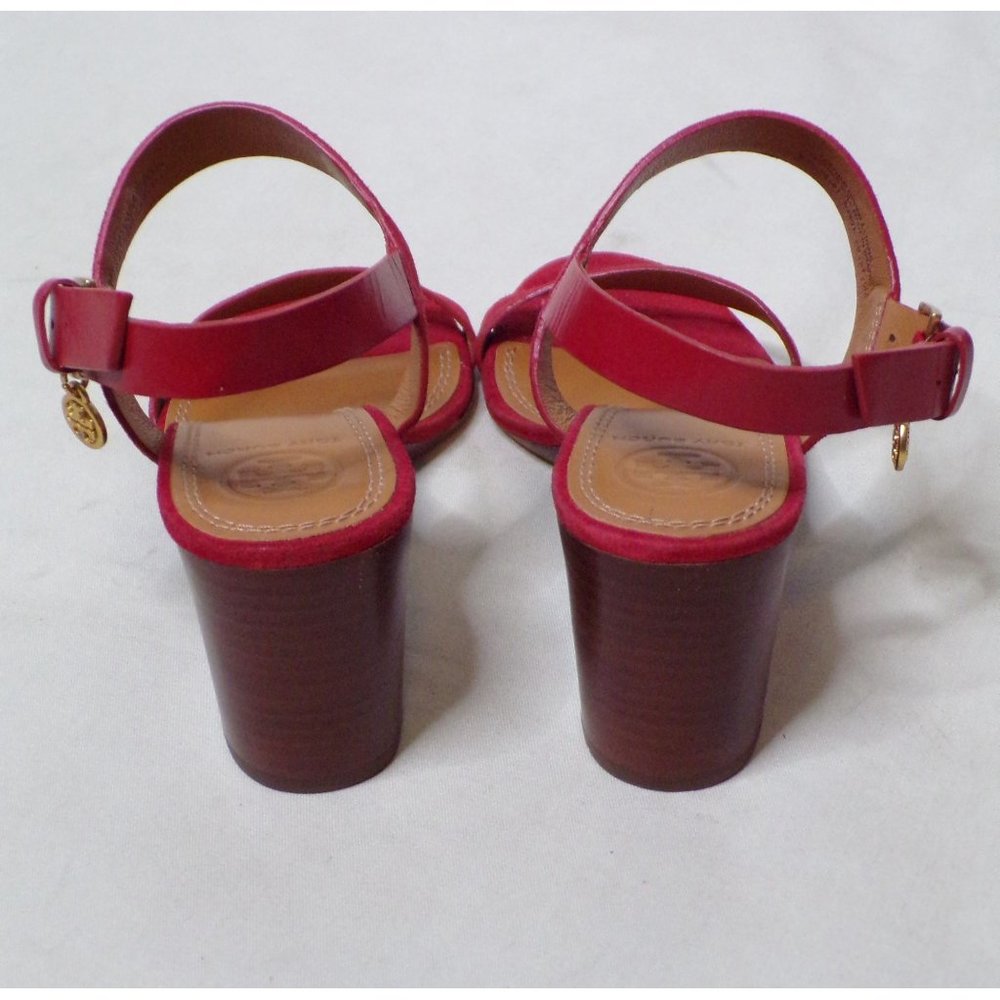 🆕 TORY BURCH Mini Benton Wedge Sandal Shoes Red Suede 5 - Picture 7 of 12